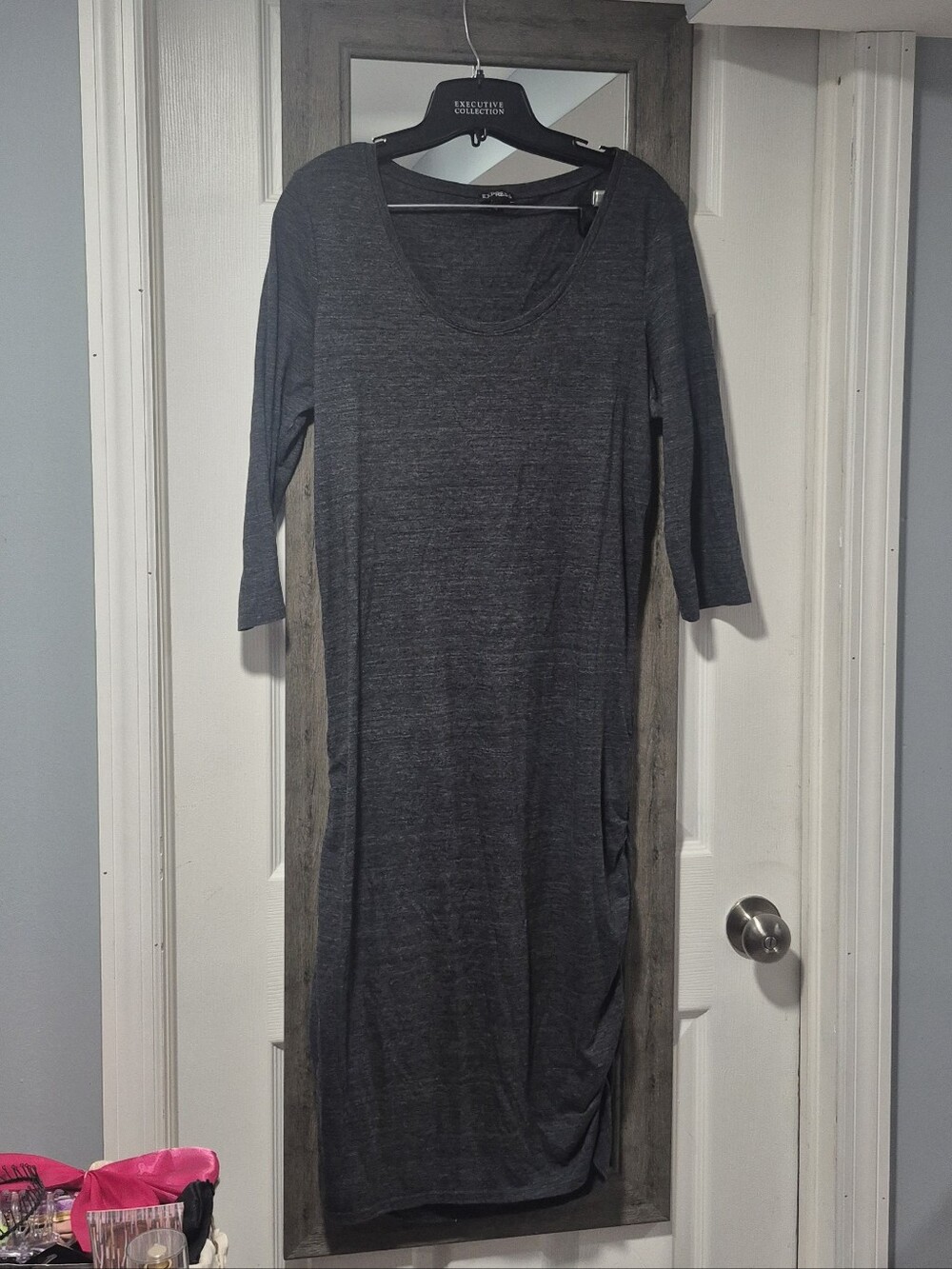 Express Dark Gray Scoop Neck Maxi Dress